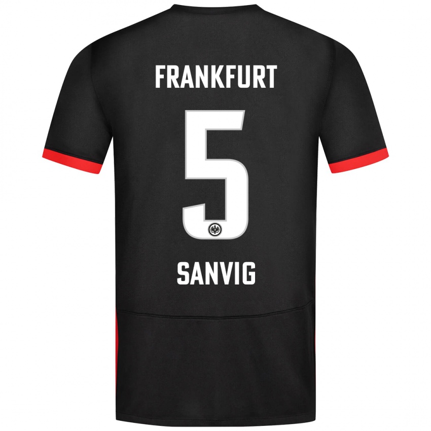 Kinder Pernille Sanvig #5 Schwarz Auswärtstrikot Trikot 2024/25 T-Shirt