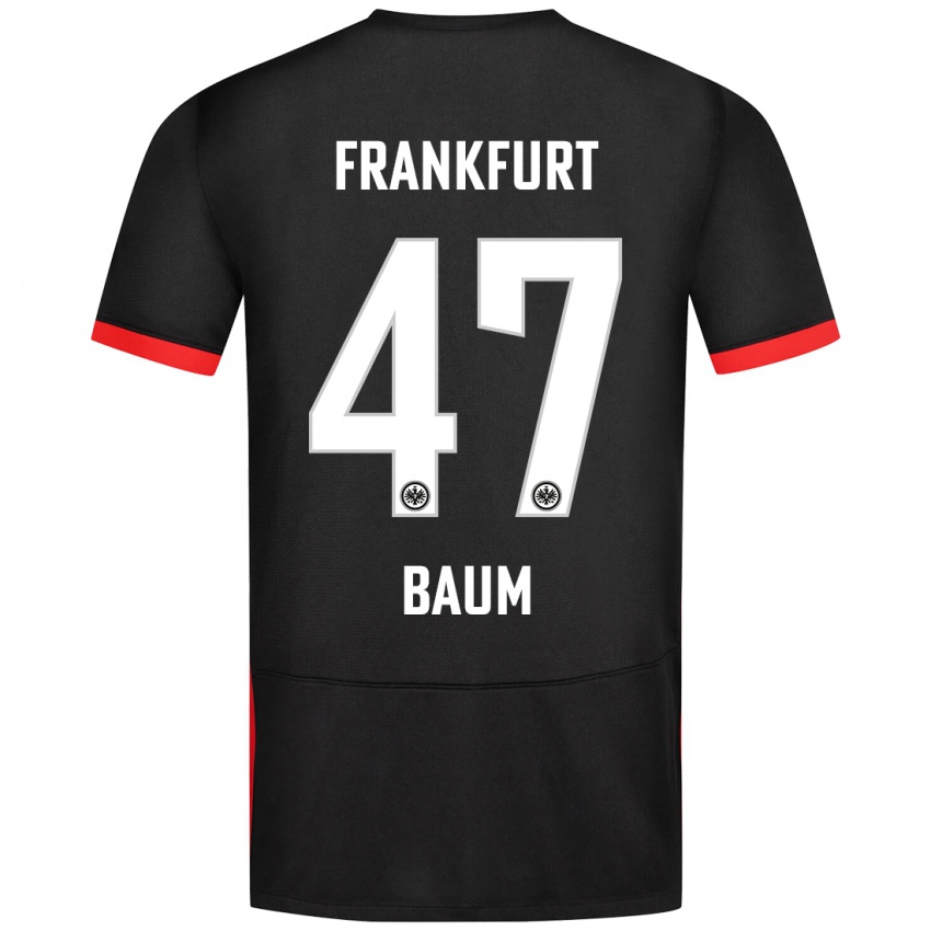 Kinder Elias Baum #47 Schwarz Auswärtstrikot Trikot 2024/25 T-Shirt