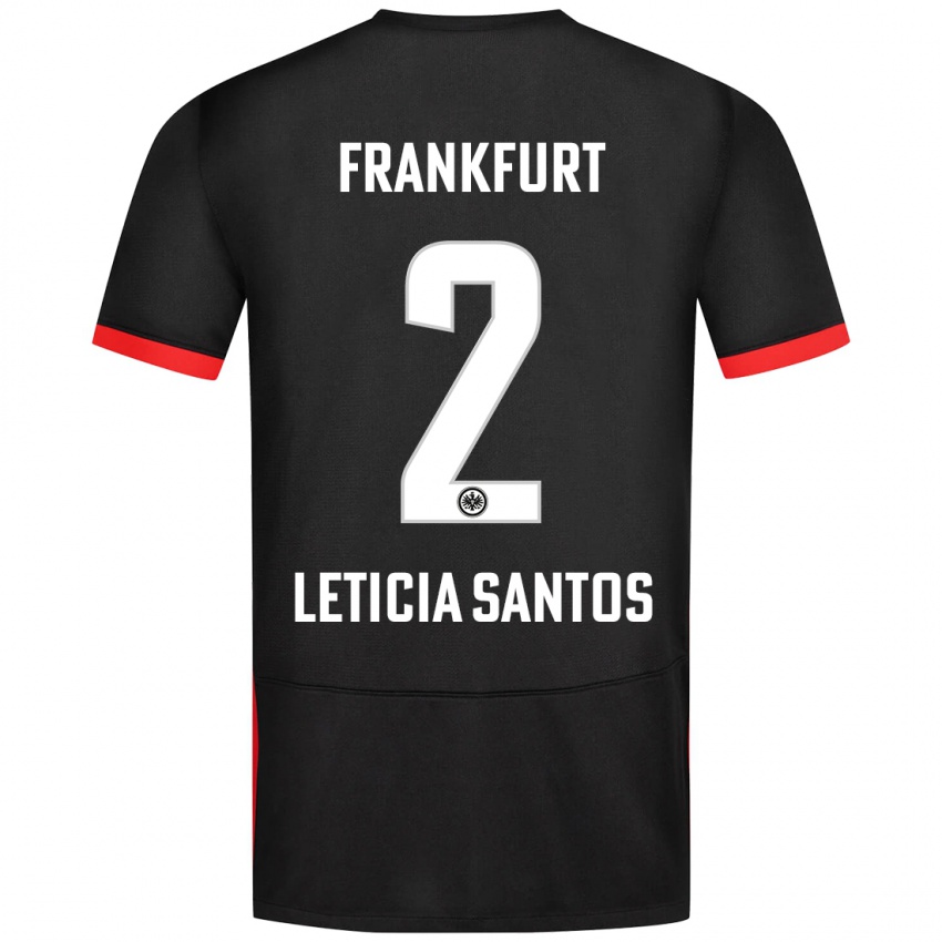 Kinder Letícia Santos De Oliveira #2 Schwarz Auswärtstrikot Trikot 2024/25 T-Shirt