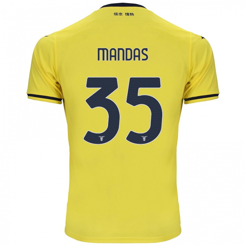 Kinder Christos Mandas #35 Gelb Auswärtstrikot Trikot 2024/25 T-Shirt