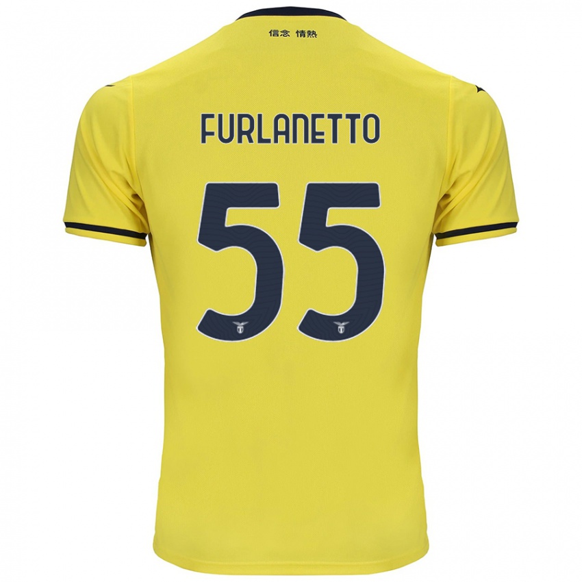 Kinder Alessio Furlanetto #55 Gelb Auswärtstrikot Trikot 2024/25 T-Shirt