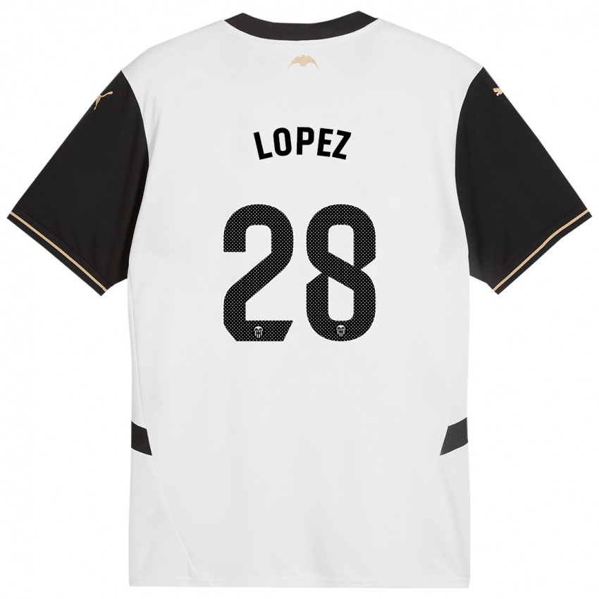 Herren Saray Lopez #28 Weiß Schwarz Heimtrikot Trikot 2024/25 T-Shirt