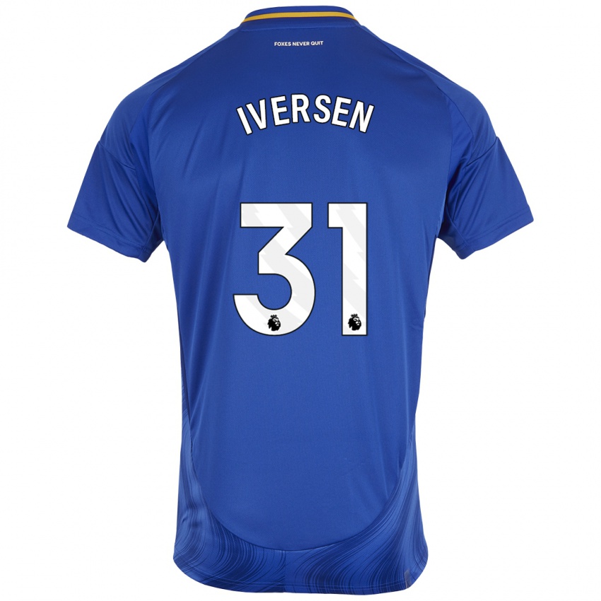 Herren Daniel Iversen #31 Blau Weiß Heimtrikot Trikot 2024/25 T-Shirt