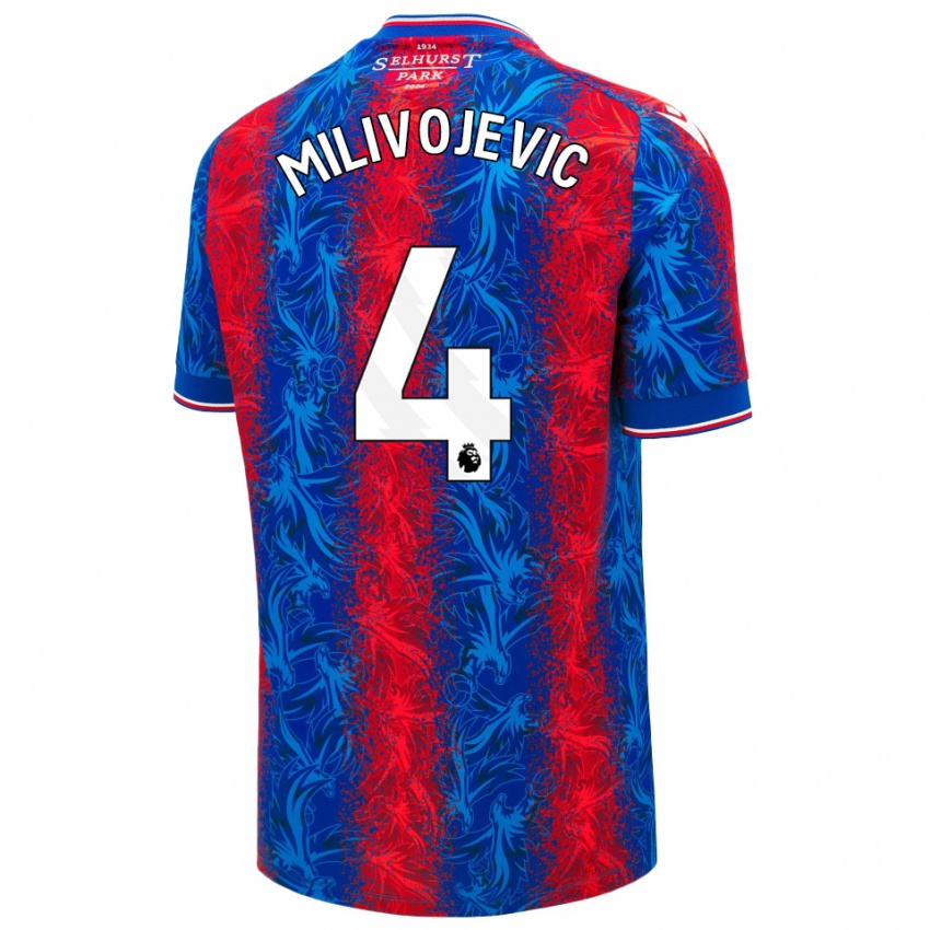 Herren Luka Milivojevic #4 Rot Blauen Streifen Heimtrikot Trikot 2024/25 T-Shirt