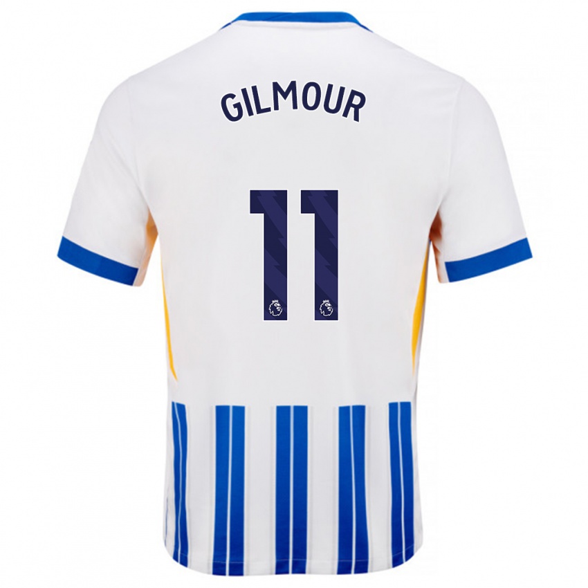 Herren Billy Gilmour #11 Weiß Blaue Nadelstreifen Heimtrikot Trikot 2024/25 T-Shirt