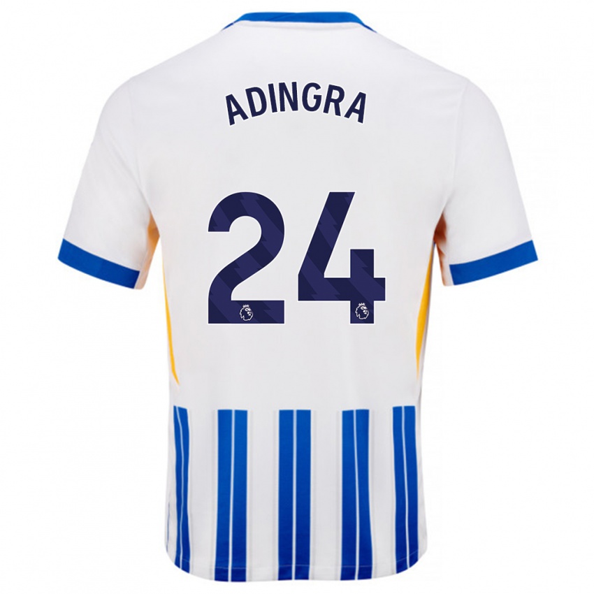 Herren Simon Adingra #24 Weiß Blaue Nadelstreifen Heimtrikot Trikot 2024/25 T-Shirt