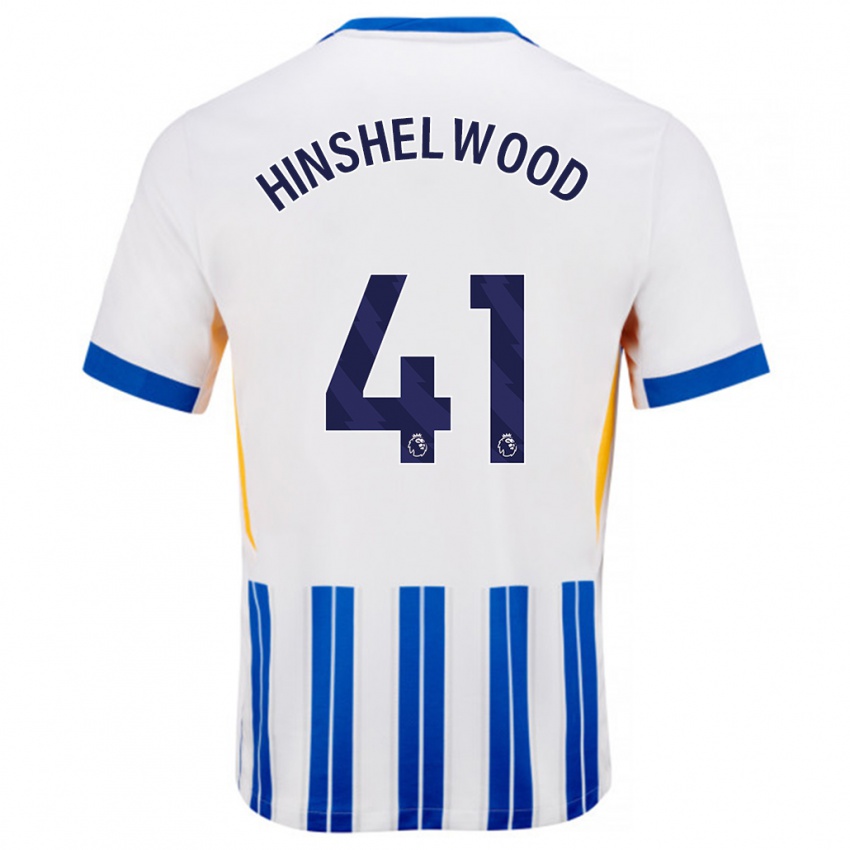 Herren Jack Hinshelwood #41 Weiß Blaue Nadelstreifen Heimtrikot Trikot 2024/25 T-Shirt