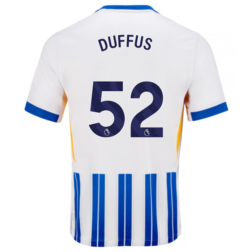 Herren Josh Duffus #52 Weiß Blaue Nadelstreifen Heimtrikot Trikot 2024/25 T-Shirt