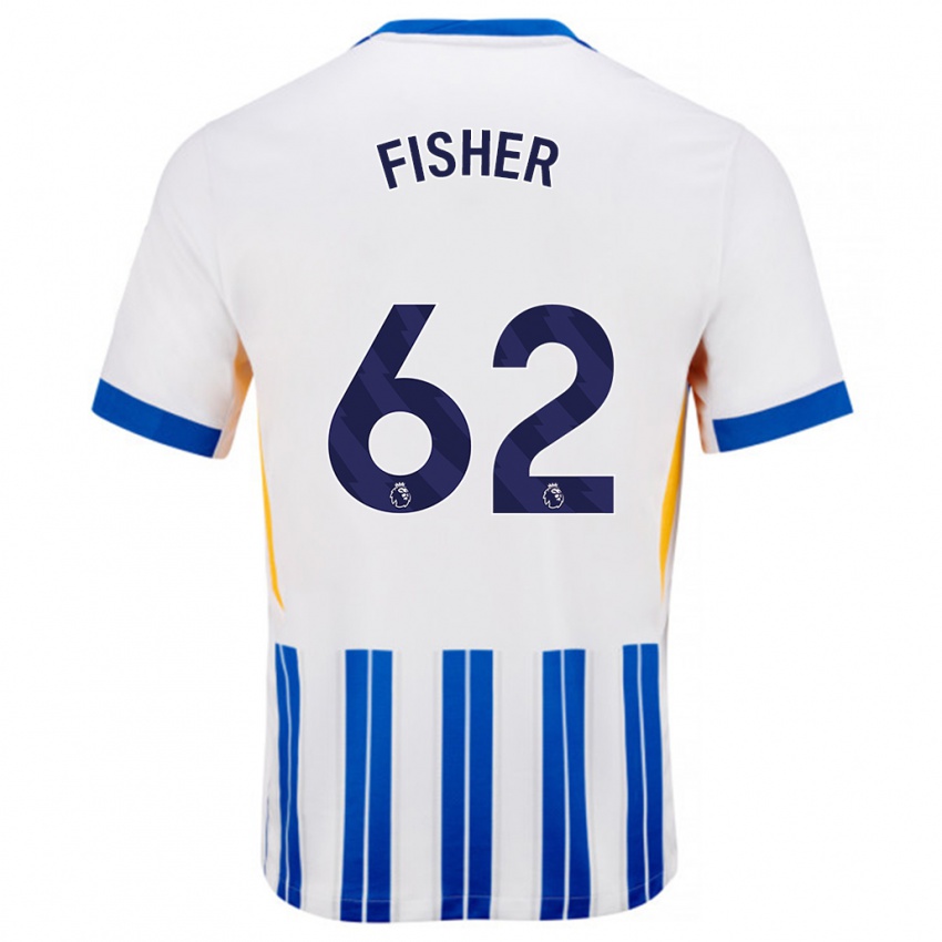 Herren Hugo Fisher #62 Weiß Blaue Nadelstreifen Heimtrikot Trikot 2024/25 T-Shirt