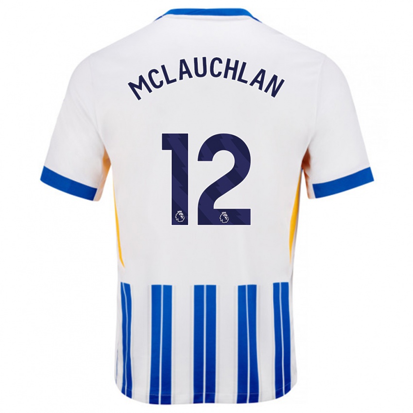 Herren Rachel Mclauchlan #12 Weiß Blaue Nadelstreifen Heimtrikot Trikot 2024/25 T-Shirt