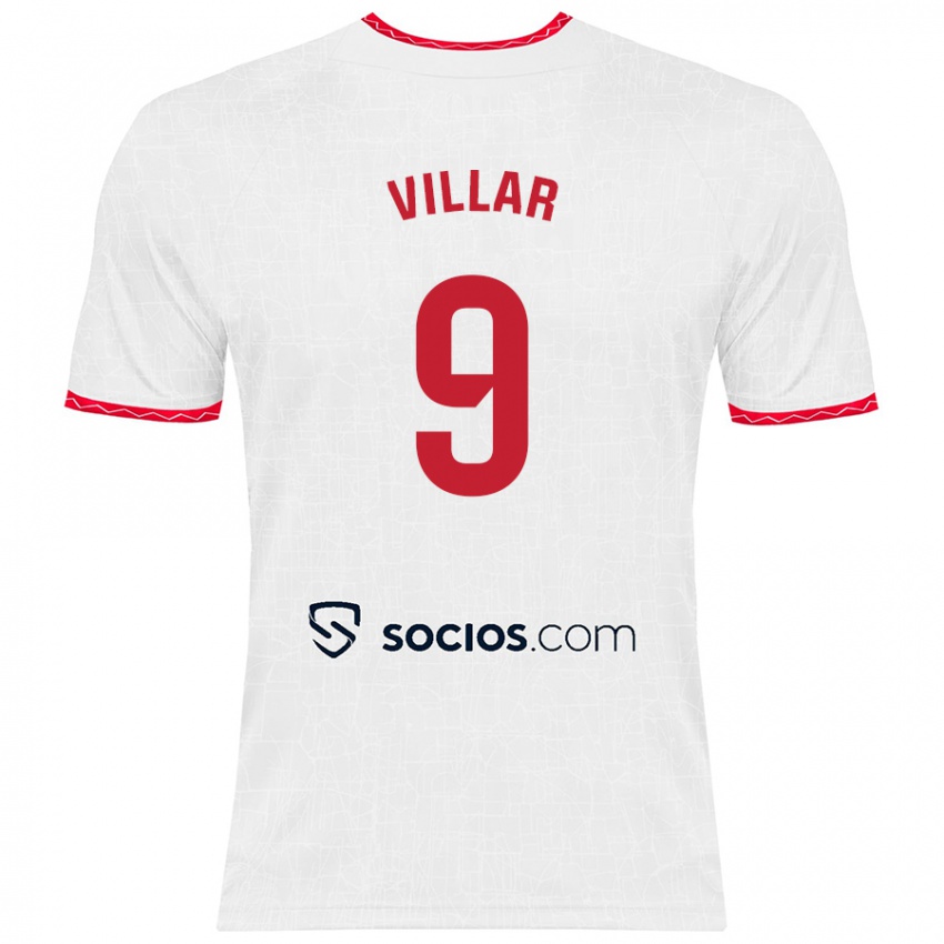 Herren Iker Villar #9 Weiß Rot Heimtrikot Trikot 2024/25 T-Shirt