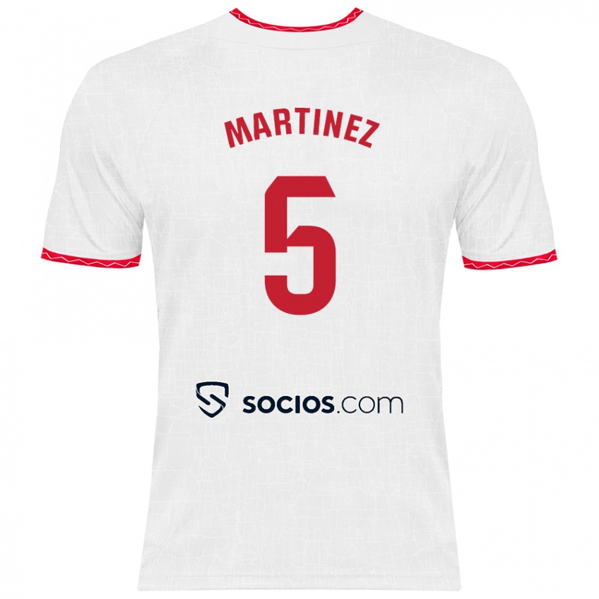 Herren Sergio Martínez #5 Weiß Rot Heimtrikot Trikot 2024/25 T-Shirt