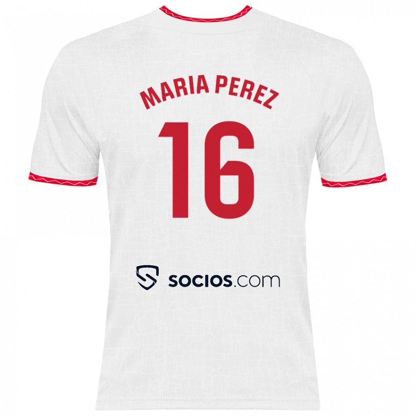 Herren María Pérez Rabaza #16 Weiß Rot Heimtrikot Trikot 2024/25 T-Shirt