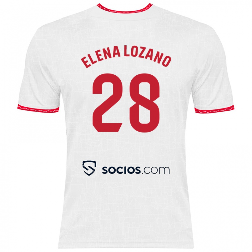 Herren Elena Lozano Gallego #28 Weiß Rot Heimtrikot Trikot 2024/25 T-Shirt