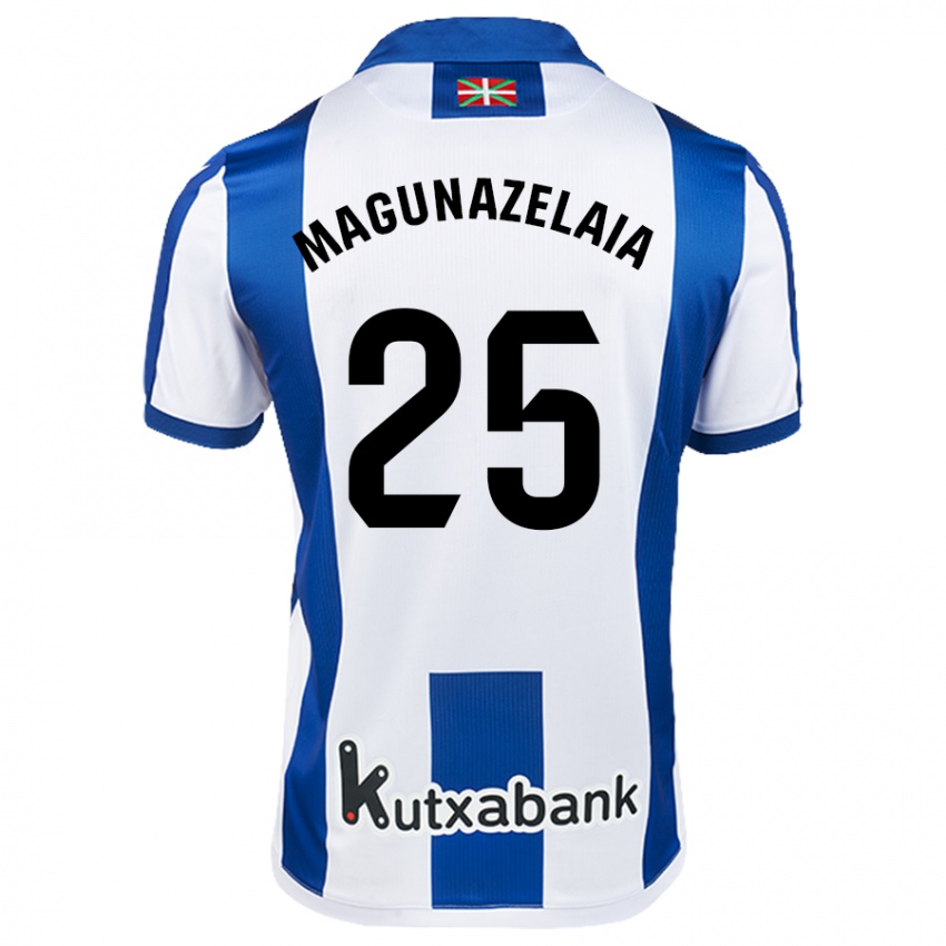 Herren Jon Magunazelaia #25 Weiß Blau Heimtrikot Trikot 2024/25 T-Shirt