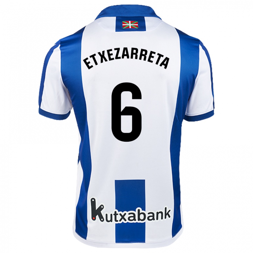 Herren Ane Etxezarreta Aierbe #6 Weiß Blau Heimtrikot Trikot 2024/25 T-Shirt