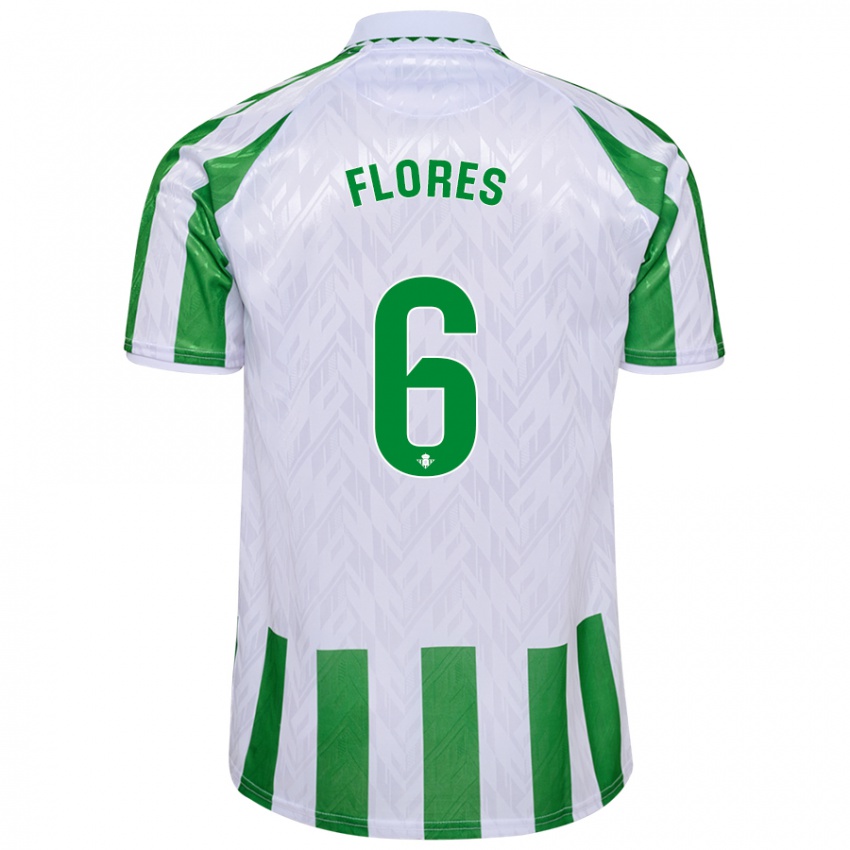 Herren Mateo Flores #6 Grün Weiße Streifen Heimtrikot Trikot 2024/25 T-Shirt