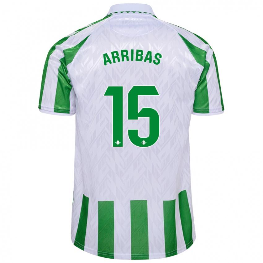 Herren Sergio Arribas #15 Grün Weiße Streifen Heimtrikot Trikot 2024/25 T-Shirt