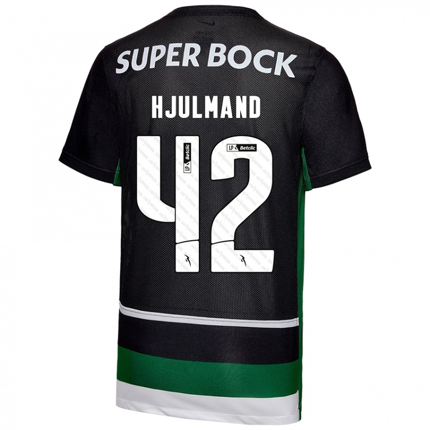 Herren Morten Hjulmand #42 Schwarz Weiß Grün Heimtrikot Trikot 2024/25 T-Shirt