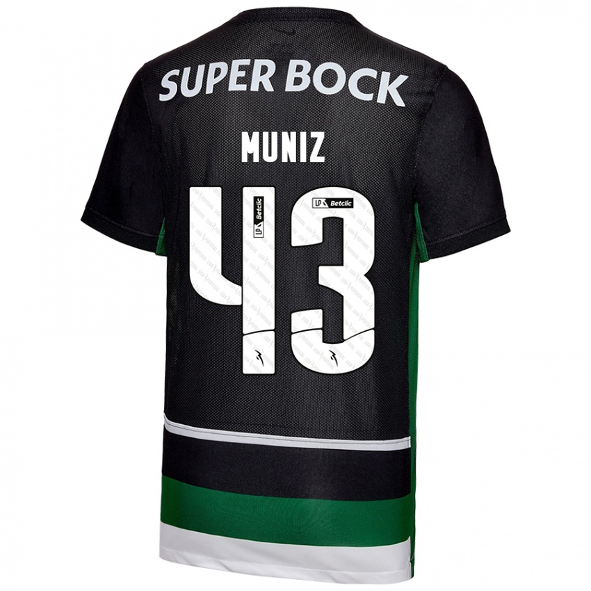 Herren João Muniz #43 Schwarz Weiß Grün Heimtrikot Trikot 2024/25 T-Shirt