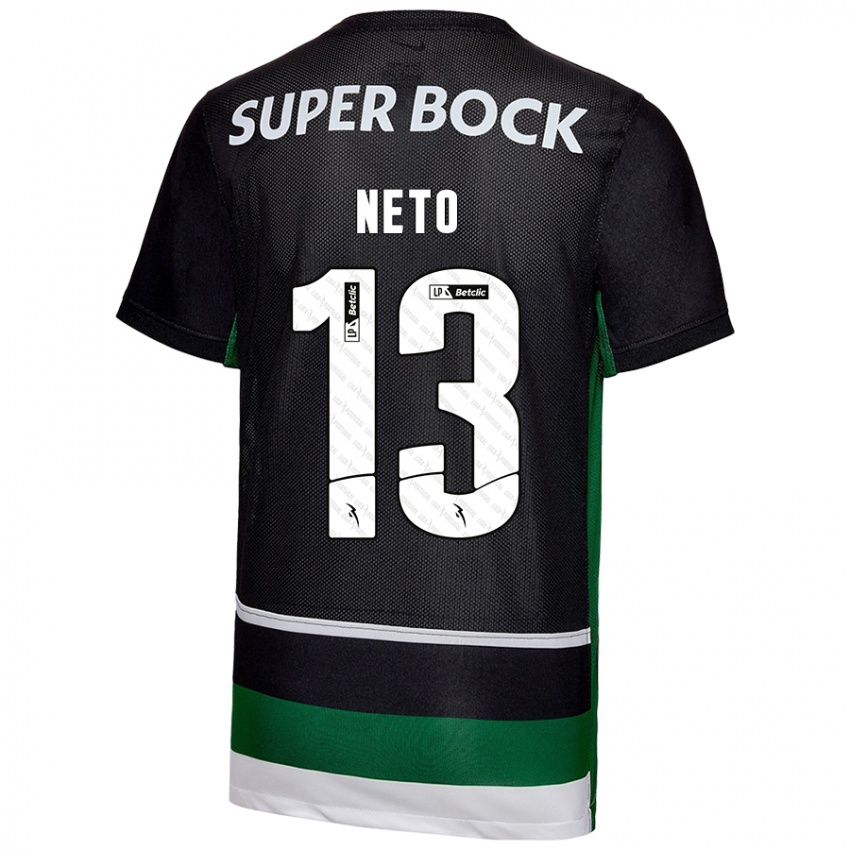 Herren Luis Neto #13 Schwarz Weiß Grün Heimtrikot Trikot 2024/25 T-Shirt