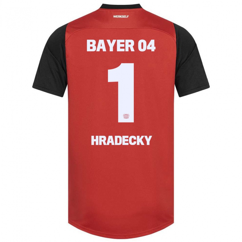 Herren Lukas Hradecky #1 Rot Schwarz Heimtrikot Trikot 2024/25 T-Shirt