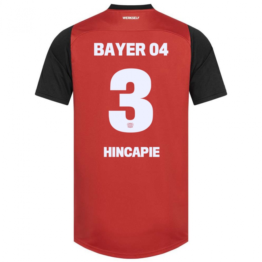 Herren Piero Hincapié #3 Rot Schwarz Heimtrikot Trikot 2024/25 T-Shirt