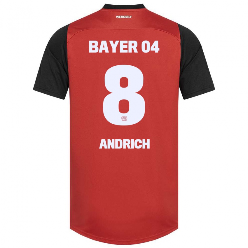 Herren Robert Andrich #8 Rot Schwarz Heimtrikot Trikot 2024/25 T-Shirt