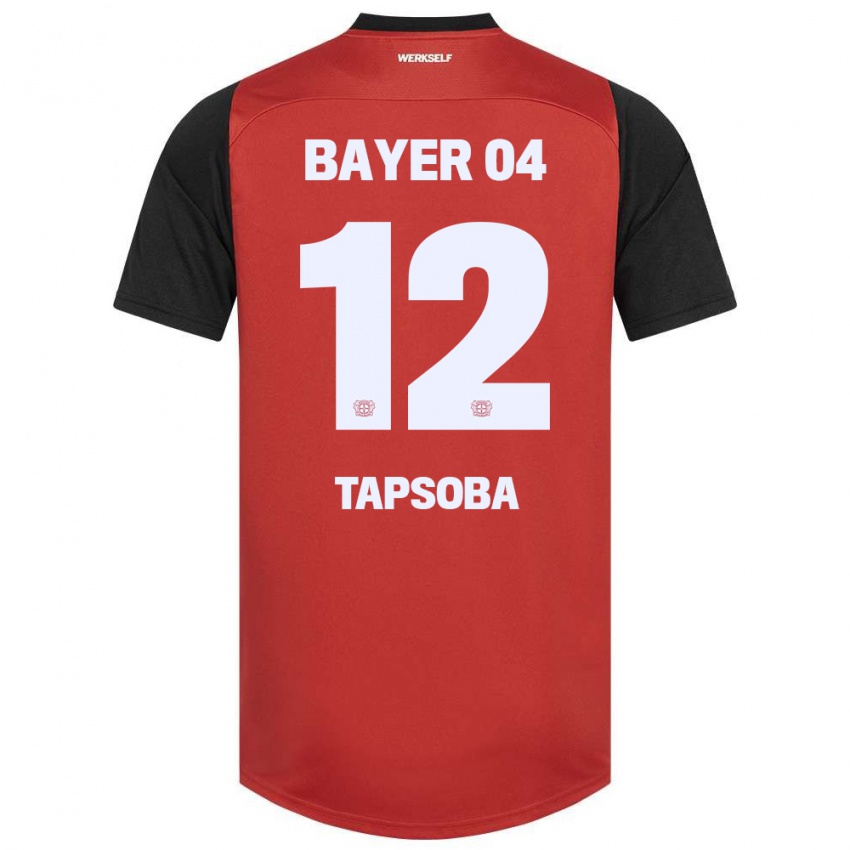 Herren Edmond Tapsoba #12 Rot Schwarz Heimtrikot Trikot 2024/25 T-Shirt