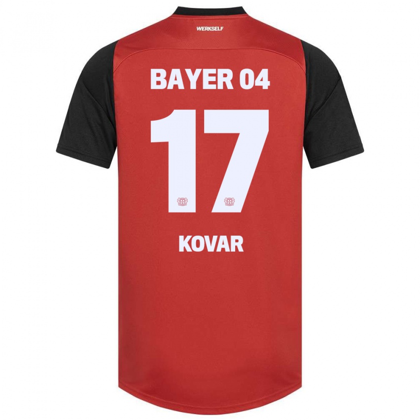 Herren Matej Kovar #17 Rot Schwarz Heimtrikot Trikot 2024/25 T-Shirt