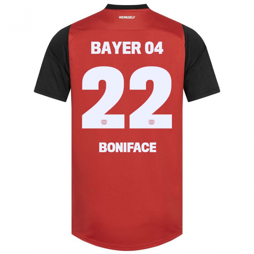 Herren Victor Boniface #22 Rot Schwarz Heimtrikot Trikot 2024/25 T-Shirt