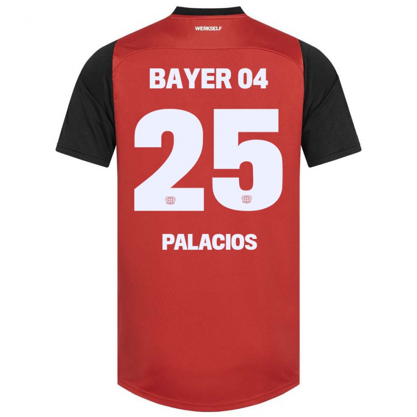 Herren Exequiel Palacios #25 Rot Schwarz Heimtrikot Trikot 2024/25 T-Shirt