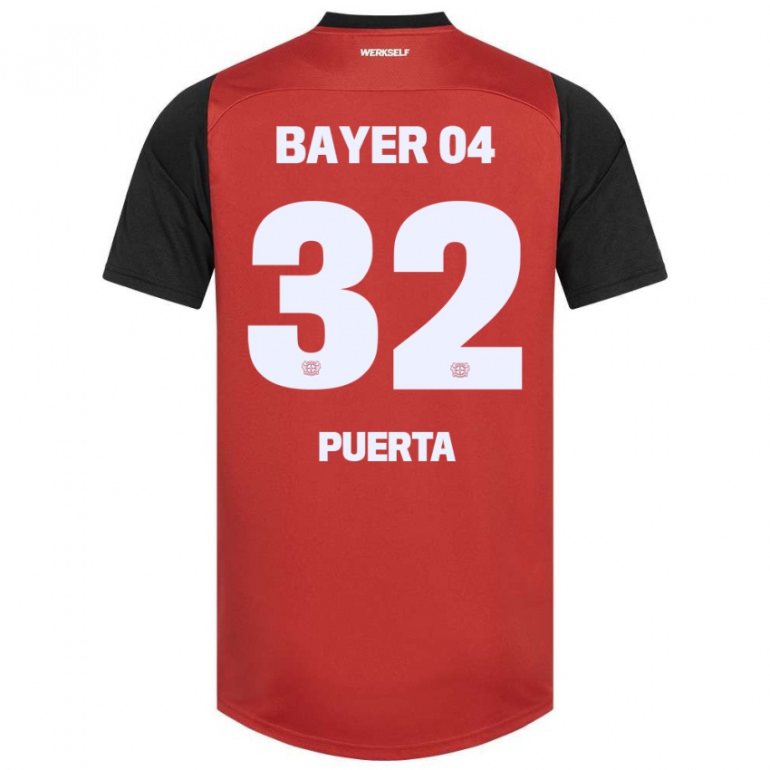 Herren Gustavo Puerta #32 Rot Schwarz Heimtrikot Trikot 2024/25 T-Shirt