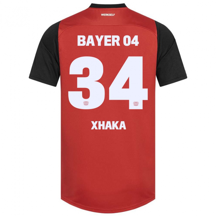 Herren Granit Xhaka #34 Rot Schwarz Heimtrikot Trikot 2024/25 T-Shirt