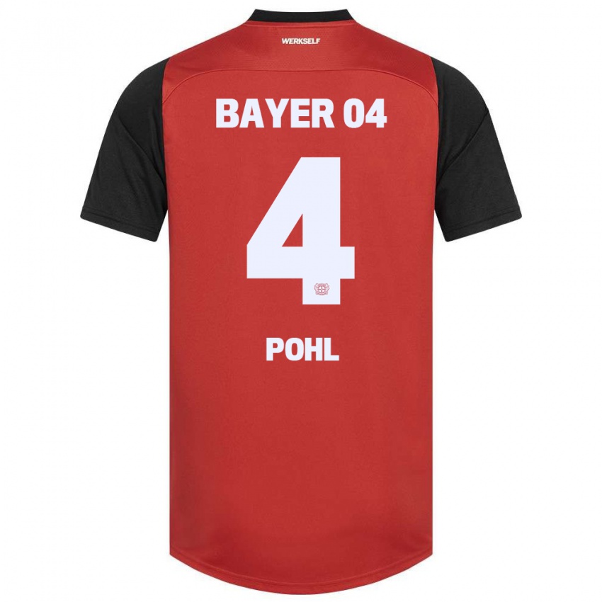 Herren Ferdinand Pohl #4 Rot Schwarz Heimtrikot Trikot 2024/25 T-Shirt