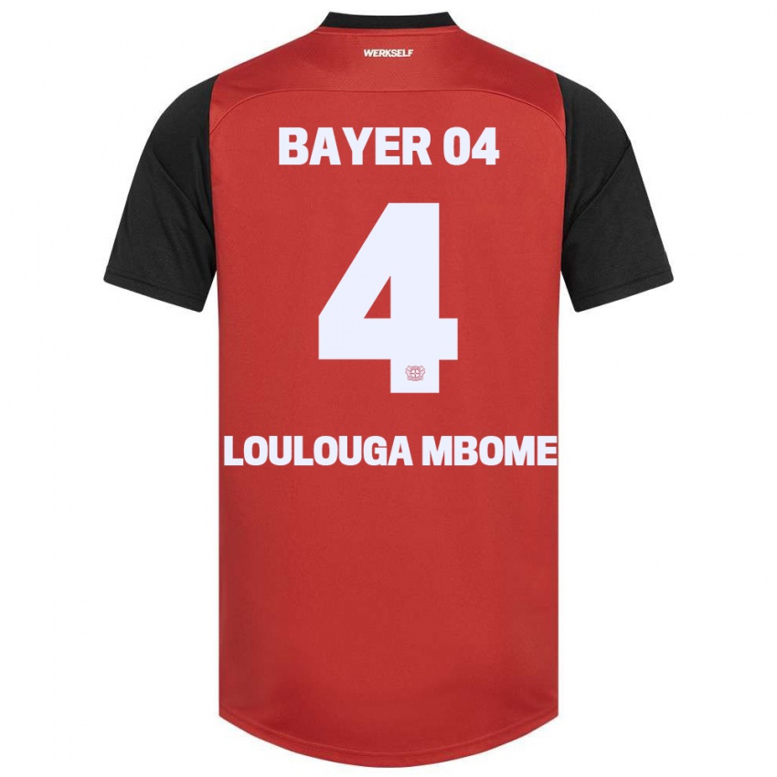 Herren Adrien Loulouga Mbome #4 Rot Schwarz Heimtrikot Trikot 2024/25 T-Shirt