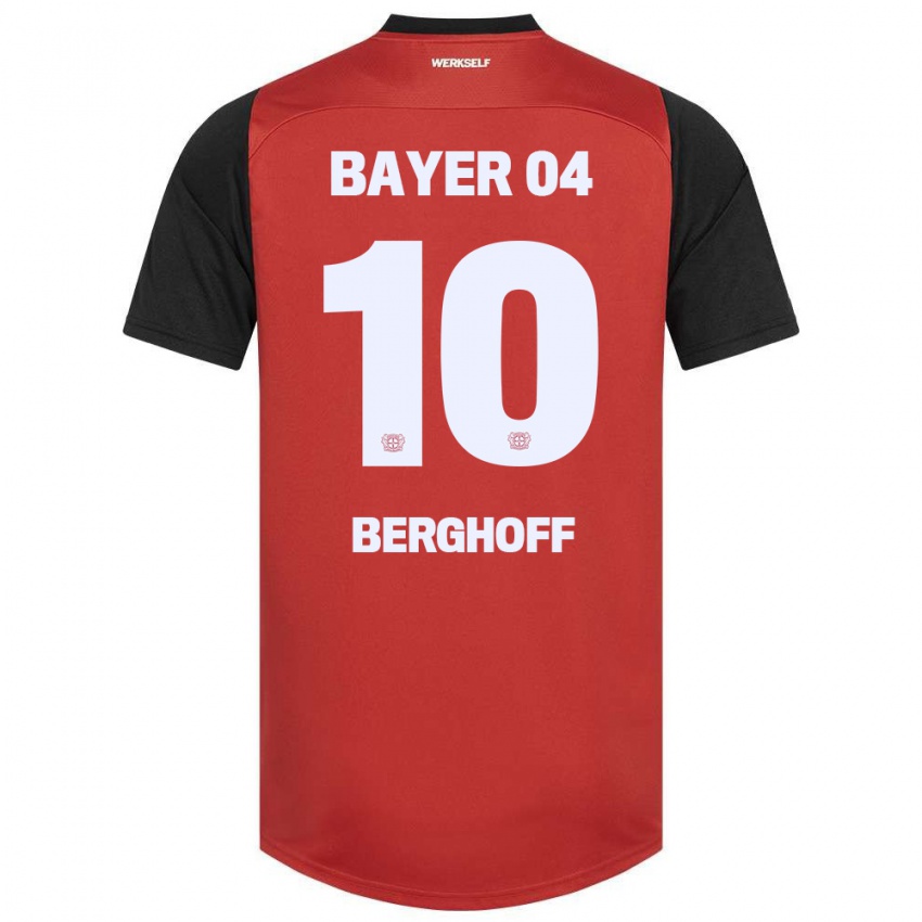 Herren Jonah Berghoff #10 Rot Schwarz Heimtrikot Trikot 2024/25 T-Shirt