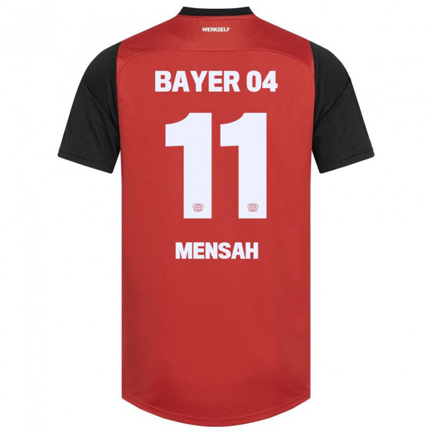 Herren Jeremiah Mensah #11 Rot Schwarz Heimtrikot Trikot 2024/25 T-Shirt