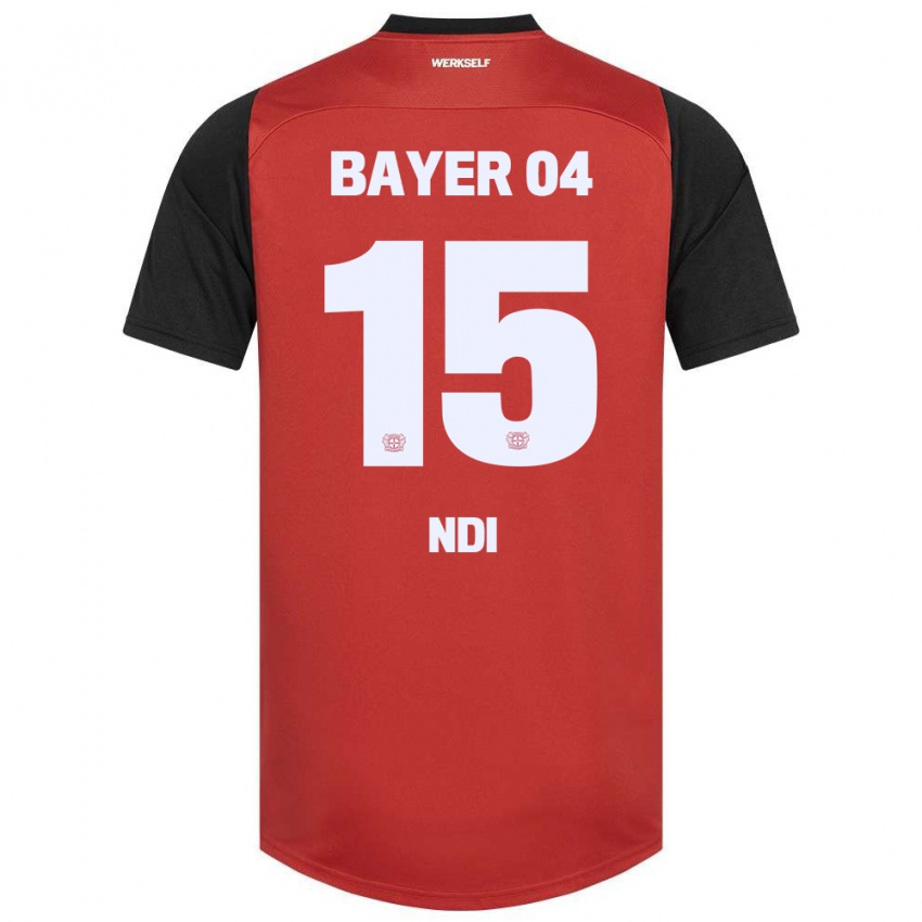 Herren Bradley Ndi #15 Rot Schwarz Heimtrikot Trikot 2024/25 T-Shirt