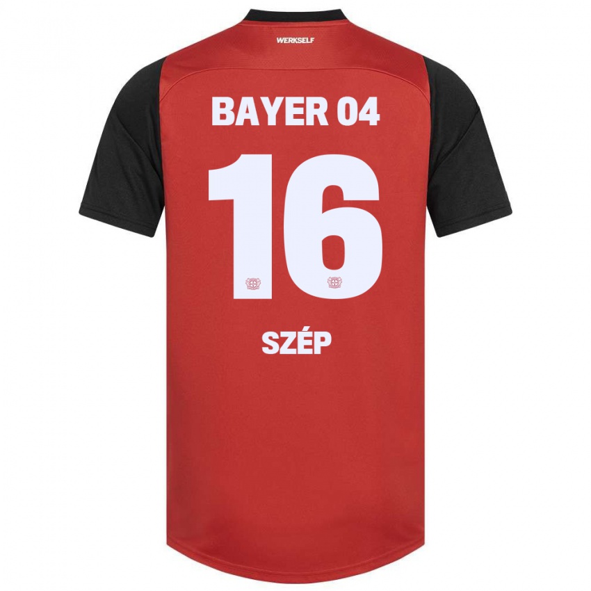 Herren Márton Szép #16 Rot Schwarz Heimtrikot Trikot 2024/25 T-Shirt