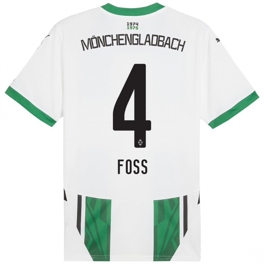 Herren Jonathan Foss #4 Weiß Grün Heimtrikot Trikot 2024/25 T-Shirt