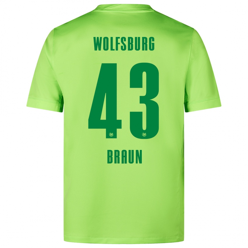 Herren Manuel Braun #43 Fluoreszierendes Grün Heimtrikot Trikot 2024/25 T-Shirt