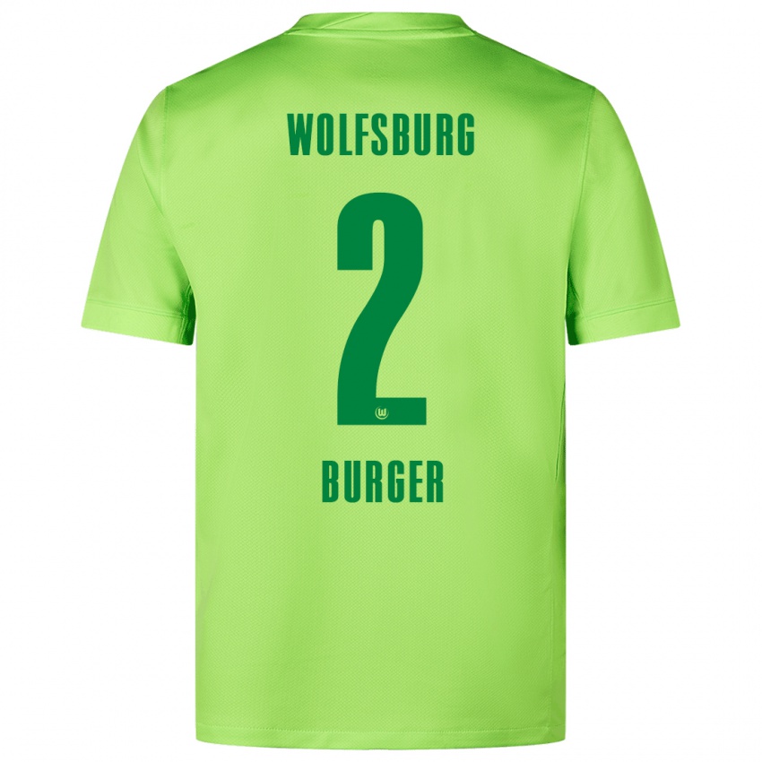 Herren Jan Bürger #2 Fluoreszierendes Grün Heimtrikot Trikot 2024/25 T-Shirt