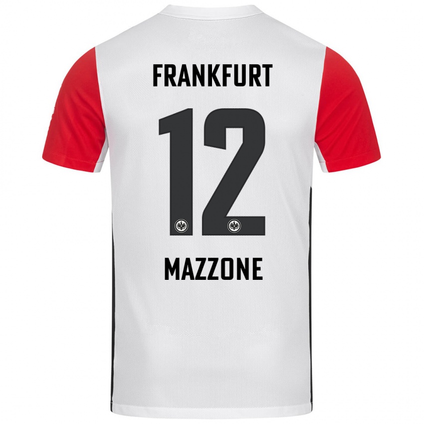 Herren Matteo Mazzone #12 Weiß Rot Heimtrikot Trikot 2024/25 T-Shirt