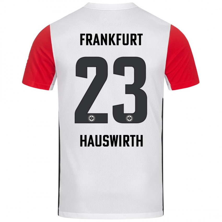 Herren Max Hauswirth #23 Weiß Rot Heimtrikot Trikot 2024/25 T-Shirt