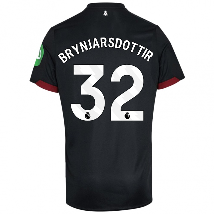 Herren Dagný Brynjarsdottir #32 Schwarz Weiß Auswärtstrikot Trikot 2024/25 T-Shirt