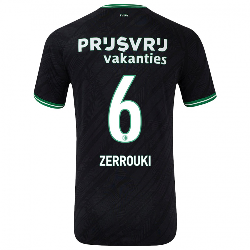 Herren Ramiz Zerrouki #6 Schwarz Grün Auswärtstrikot Trikot 2024/25 T-Shirt