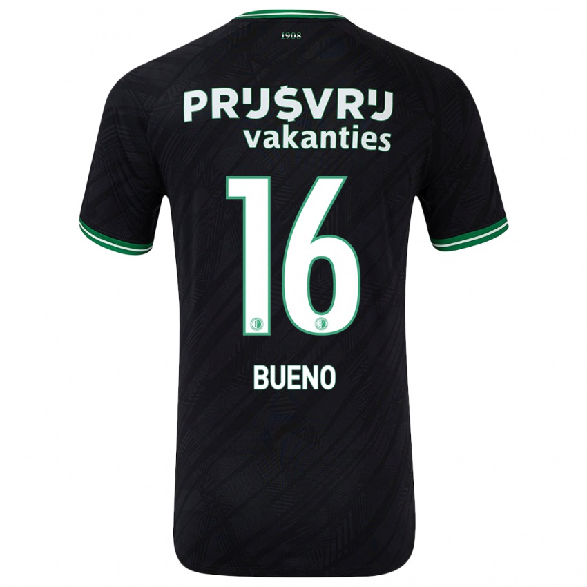 Herren Hugo Bueno #16 Schwarz Grün Auswärtstrikot Trikot 2024/25 T-Shirt