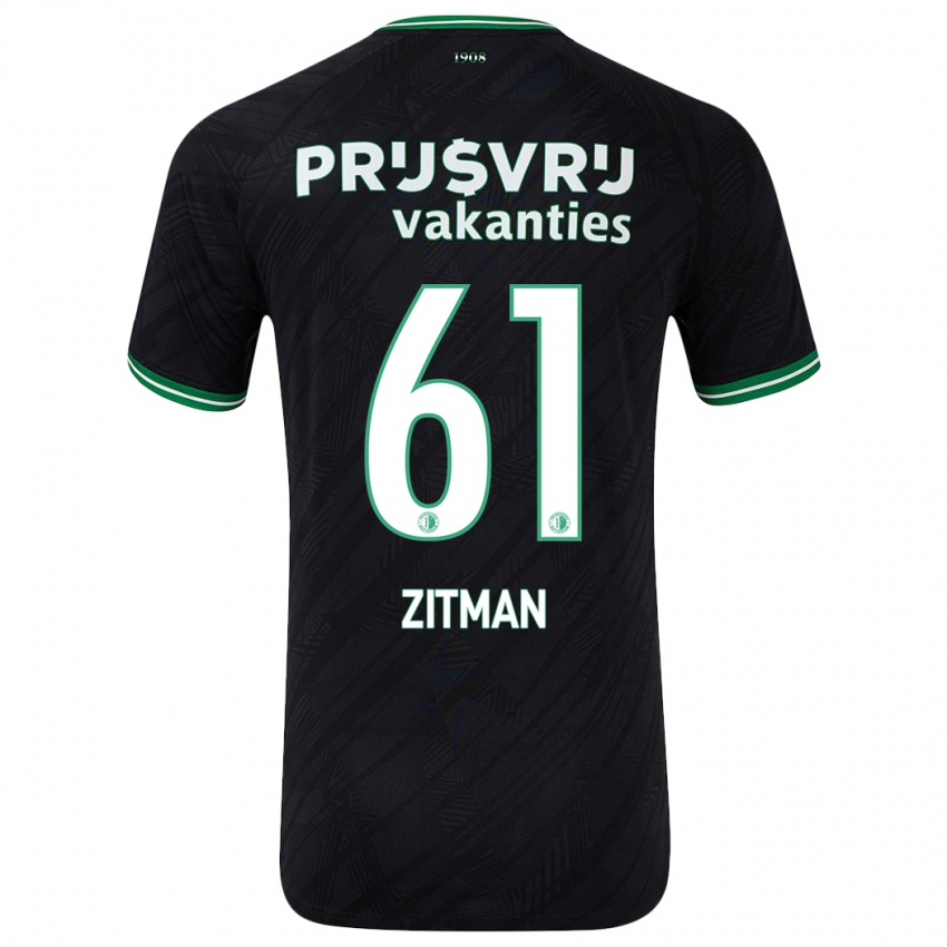 Herren Sven Zitman #61 Schwarz Grün Auswärtstrikot Trikot 2024/25 T-Shirt