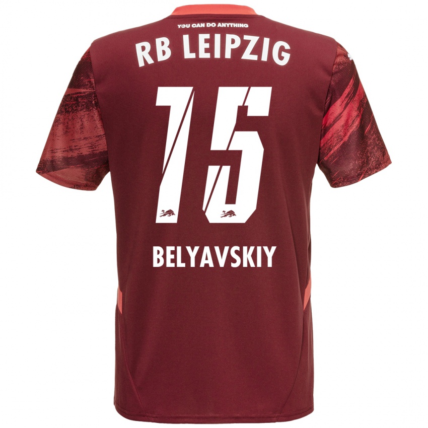 Herren David Belyavskiy #15 Burgunderrot Auswärtstrikot Trikot 2024/25 T-Shirt